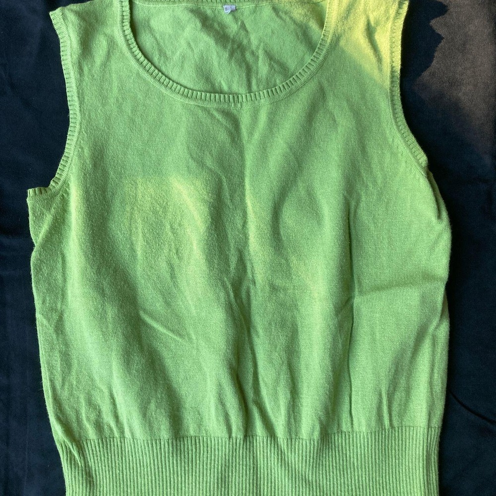 Sweater Vest Bright Green Medium Preppy Y2K Knitwear Fall